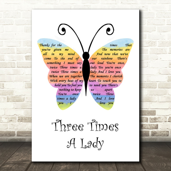 Lionel Richie Three Times A Lady Rainbow Butterfly Song Lyric Quote Music Poster Print