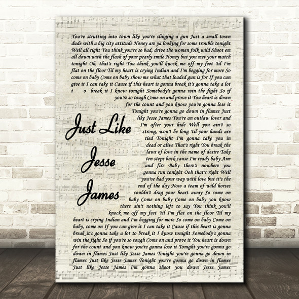 Cher Just Like Jesse James Vintage Script Song Lyric Quote Music Poster Print