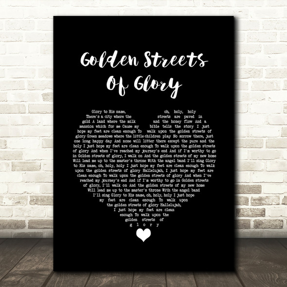 Dolly Parton Golden Streets Of Glory Black Heart Song Lyric Quote Music Poster Print