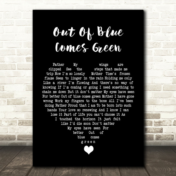 A-ha Out Of Blue Comes Green Black Heart Song Lyric Quote Music Poster Print