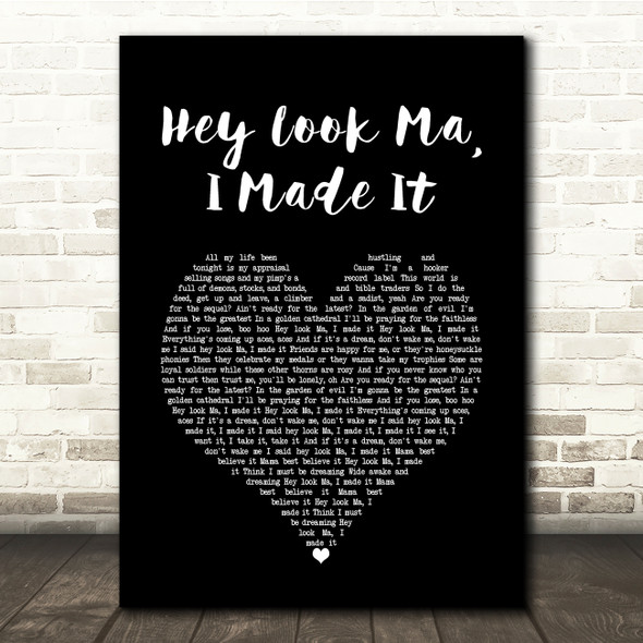 Panic! At The Disco Hey Look Ma, I Made It Black Heart Song Lyric Quote Music Poster Print