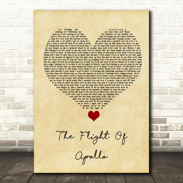 Angels & Airwaves The Flight Of Apollo Vintage Heart Song Lyric Quote Music Poster Print