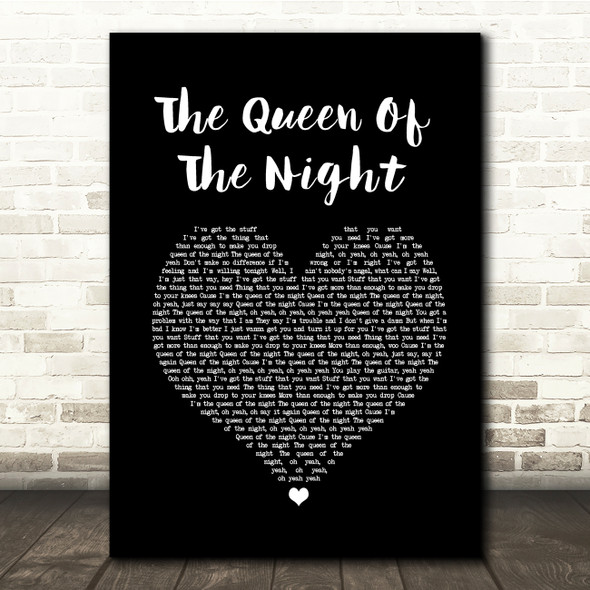 Whitney Houston The Queen Of The Night Black Heart Song Lyric Quote Music Poster Print