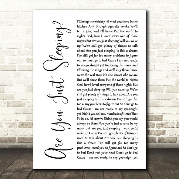 Sheridan Smith Are You Just Sleeping White Script Song Lyric Quote Music Poster Print
