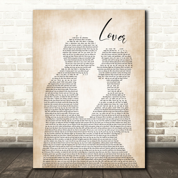 Taylor Swift Lover Man Lady Bride Groom Wedding Song Lyric Quote Music Poster Print