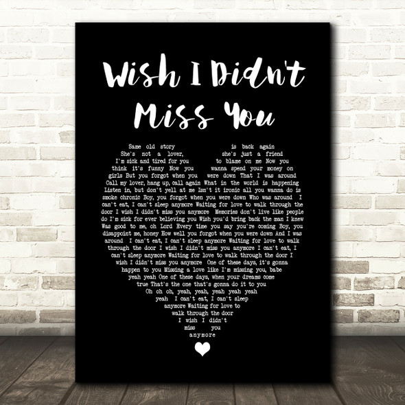Angie Stone Wish I Didn't Miss You Black Heart Song Lyric Quote Music Poster Print