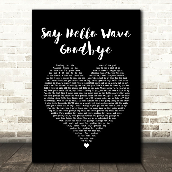 David Gray Say Hello Wave Goodbye Black Heart Song Lyric Quote Music Poster Print