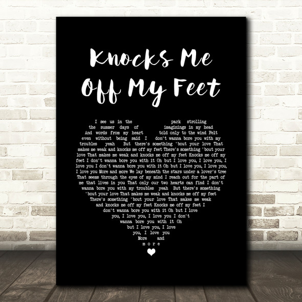 Donell Jones Knocks Me Off My Feet Black Heart Song Lyric Quote Music Poster Print