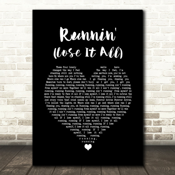 Naughty Boy Runnin' (Lose It All) Black Heart Song Lyric Quote Music Poster Print