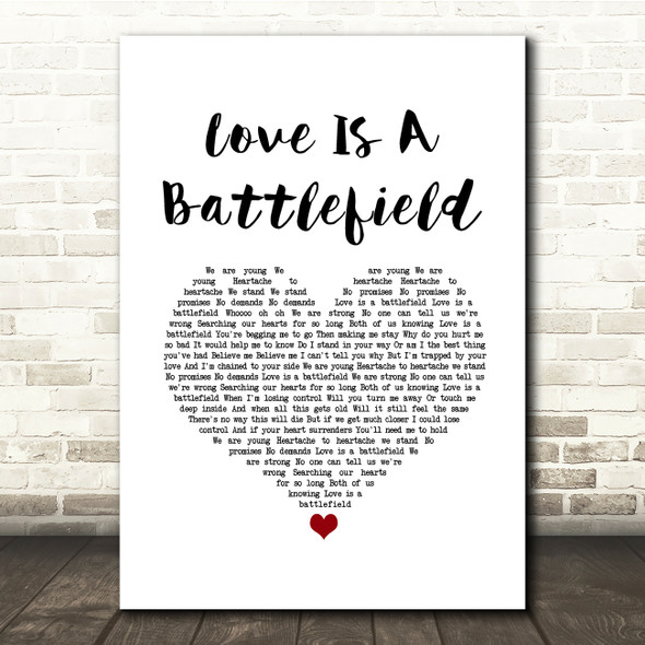 Pat Benatar Love Is A Battlefield White Heart Song Lyric Quote Music Poster Print