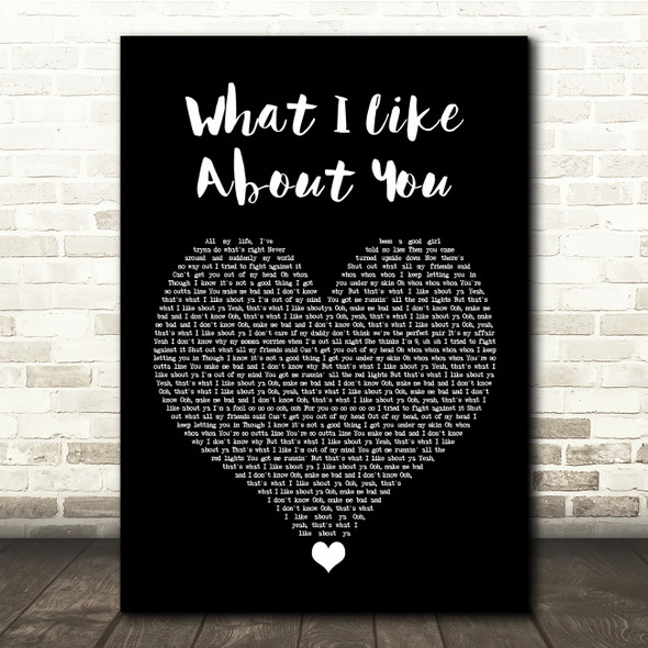 Jonas Blue What I Like About You Black Heart Song Lyric Quote Music Poster Print
