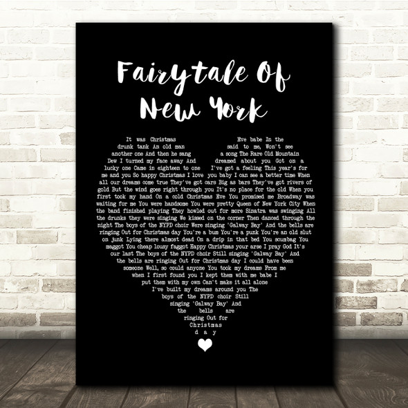 The Pogues Fairytale Of New York Black Heart Song Lyric Quote Music Poster Print