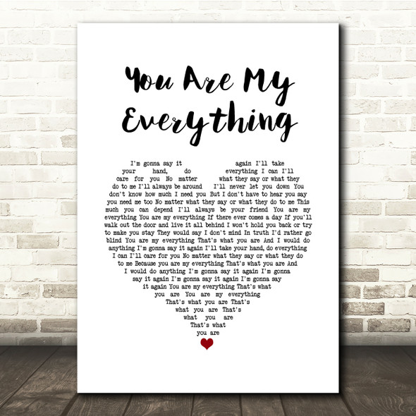 Madness You Are My Everything White Heart Song Lyric Quote Music Poster Print