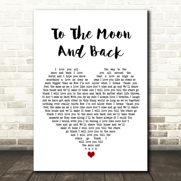 Bonnie Tyler To The Moon And Back White Heart Song Lyric Quote Music Poster Print