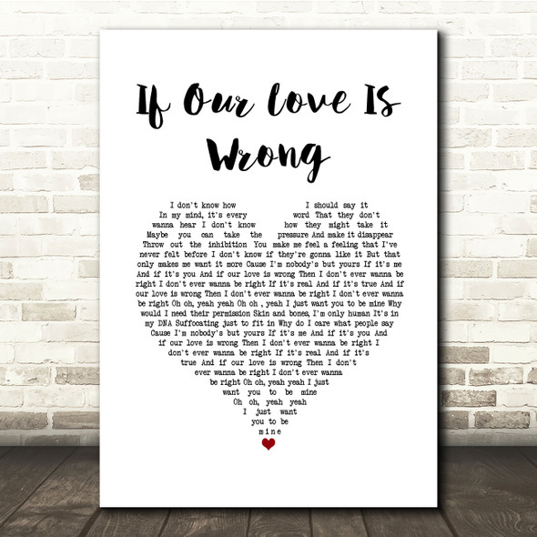 Calum Scott If Our Love Is Wrong White Heart Song Lyric Quote Music Poster Print