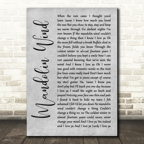 Rod Stewart Mandolin Wind Grey Rustic Script Song Lyric Quote Music Poster Print