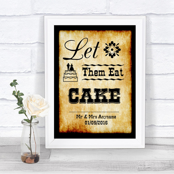 Western Let Them Eat Cake Personalized Wedding Sign