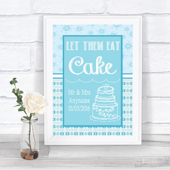 Winter Blue Let Them Eat Cake Personalized Wedding Sign