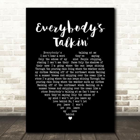 Harry Nilsson Everybody's Talkin' Black Heart Song Lyric Quote Music Poster Print