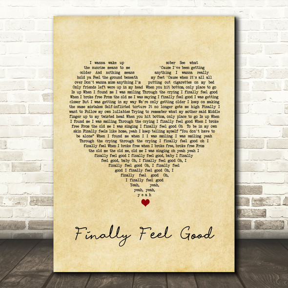 James Arthur Finally Feel Good Vintage Heart Song Lyric Quote Music Poster Print