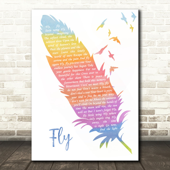 Céline dion Fly Watercolour Feather & Birds Song Lyric Quote Music Poster Print