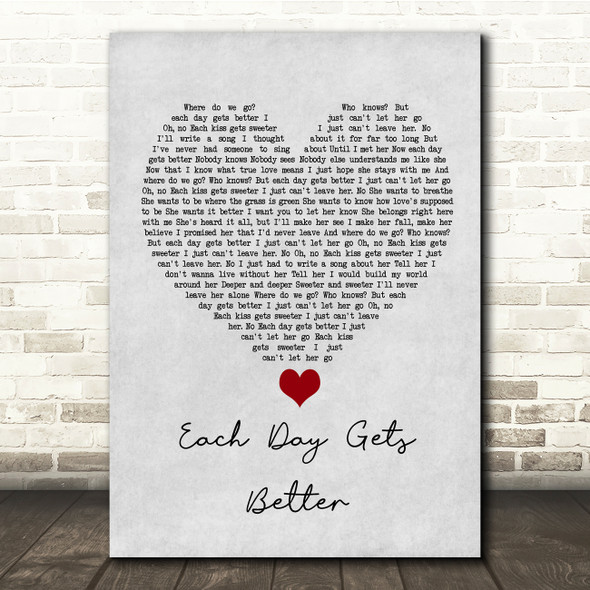 John Legend Each Day Gets Better Grey Heart Song Lyric Quote Music Poster Print