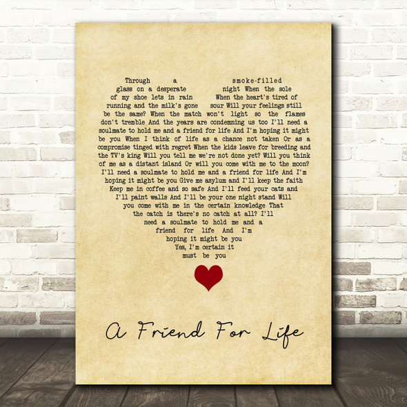 Rod Stewart A Friend For Life Vintage Heart Song Lyric Quote Music Poster Print