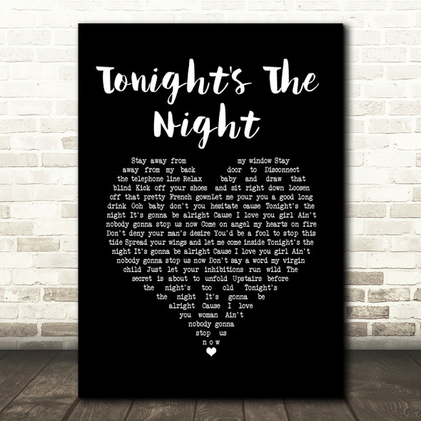 Rod Stewart Tonight's The Night Black Heart Song Lyric Quote Music Poster Print