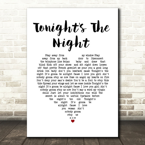 Rod Stewart Tonight's The Night White Heart Song Lyric Quote Music Poster Print