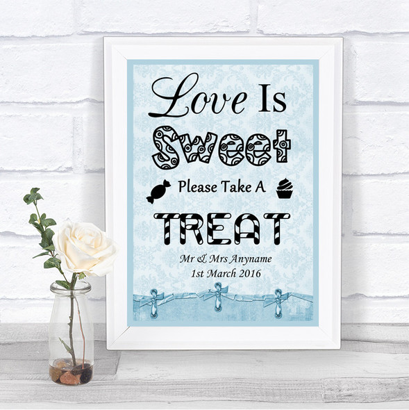 Blue Shabby Chic Love Is Sweet Take A Treat Candy Buffet Wedding Sign