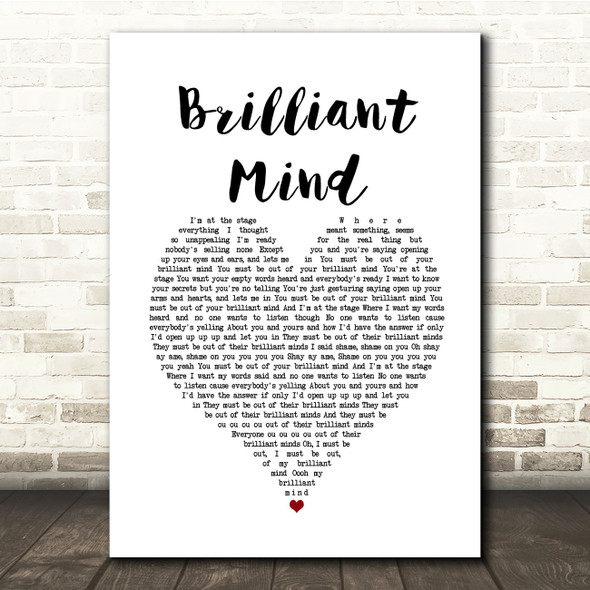 Furniture Brilliant Mind 1986 White Heart Song Lyric Quote Music Poster Print