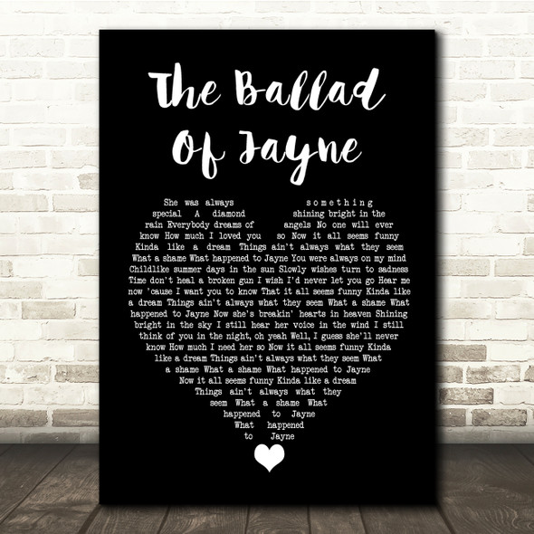 L.A. Guns The Ballad Of Jayne Black Heart Song Lyric Quote Music Poster Print