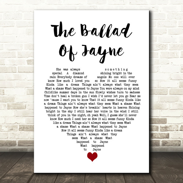 L.A. Guns The Ballad Of Jayne White Heart Song Lyric Quote Music Poster Print
