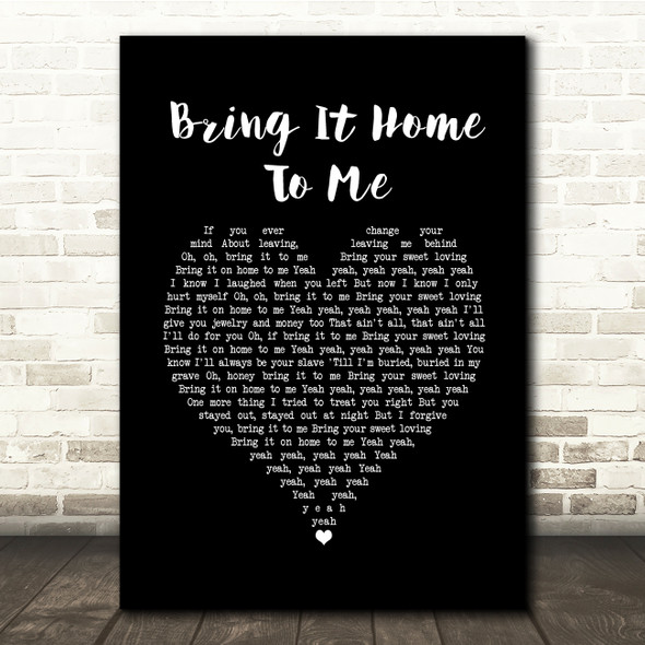 Sam Cooke Bring It Home To Me Black Heart Song Lyric Quote Music Poster Print