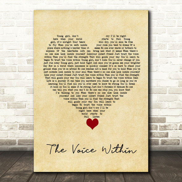 Christina Aguilera The Voice Within Vintage Heart Song Lyric Quote Music Poster Print