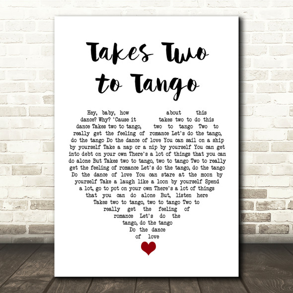 Louis Armstrong Takes Two to Tango White Heart Song Lyric Quote Music Poster Print