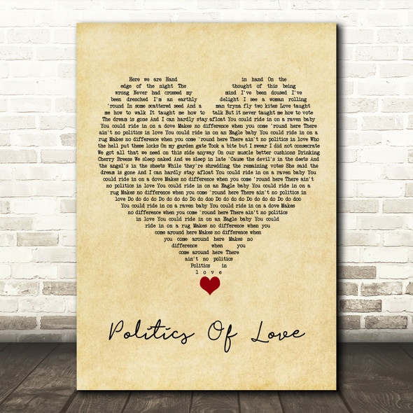 Alex Cameron Politics Of Love Vintage Heart Song Lyric Quote Music Poster Print