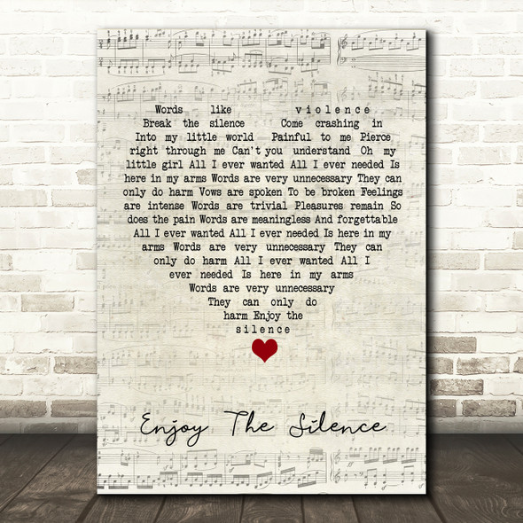 Depeche Mode Enjoy The Silence Script Heart Song Lyric Quote Music Poster Print