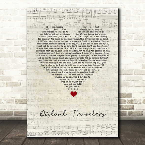 Mike Young Distant Travelers Script Heart Song Lyric Quote Music Poster Print