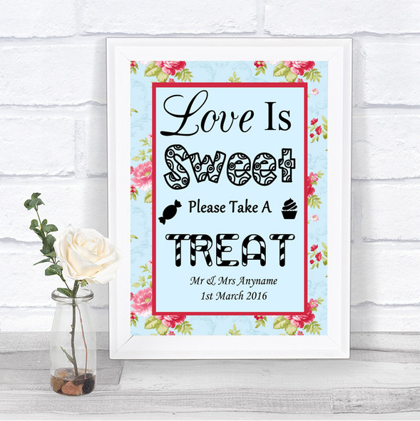 Shabby Chic Floral Love Is Sweet Take A Treat Candy Buffet Wedding Sign