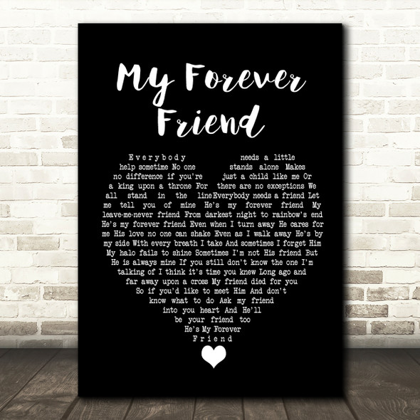 Charlie Landsborough My Forever Friend Black Heart Song Lyric Quote Music Poster Print