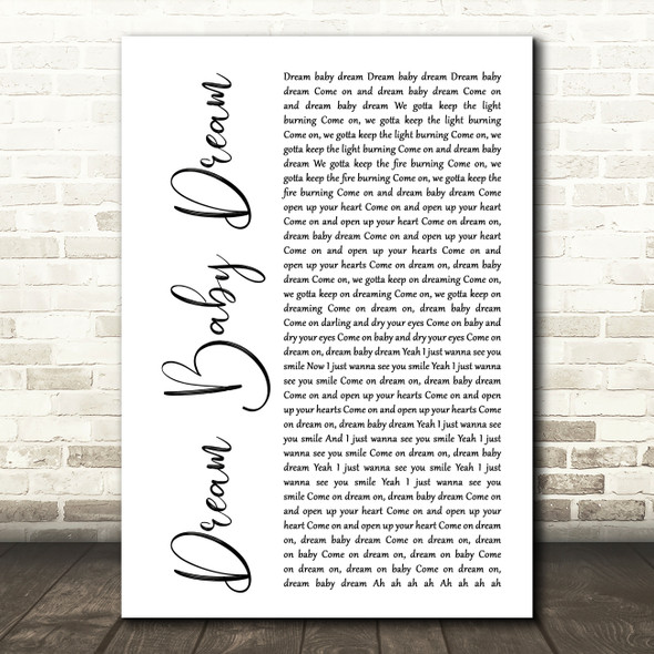 Bruce Springsteen Dream Baby Dream White Script Song Lyric Quote Music Poster Print