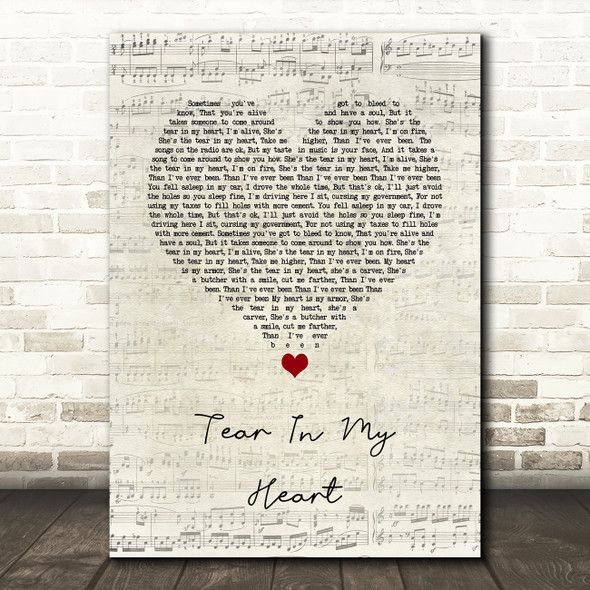 Twenty One Pilots Tear In My Heart Script Heart Song Lyric Quote Music Poster Print