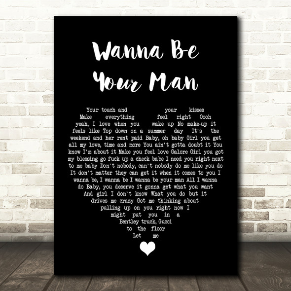 Mechie So Crazy Wanna Be Your Man Black Heart Song Lyric Quote Music Poster Print