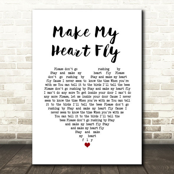 The Proclaimers Make My Heart Fly White Heart Song Lyric Quote Music Poster Print