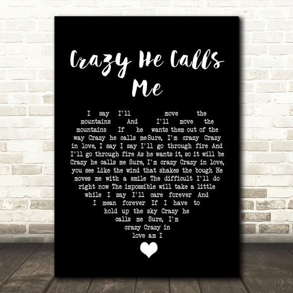 Billie Holiday Crazy He Calls Me Black Heart Song Lyric Quote Music Poster Print