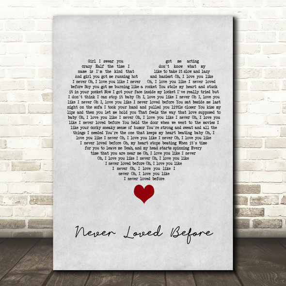 Alan Jackson Never Loved Before Grey Heart Song Lyric Quote Music Poster Print