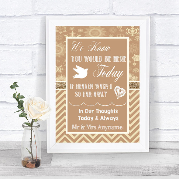 Brown Winter Loved Ones In Heaven Personalized Wedding Sign