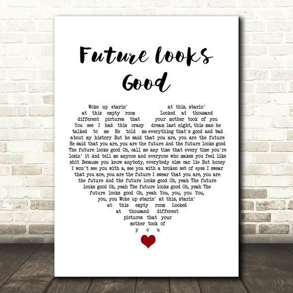 OneRepublic Future Looks Good White Heart Song Lyric Quote Music Poster Print