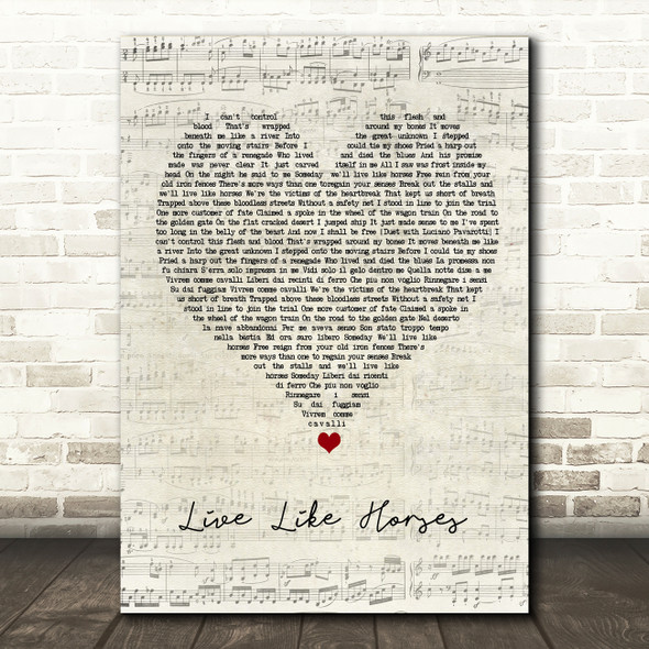 Elton John Live Like Horses Script Heart Song Lyric Quote Music Poster Print